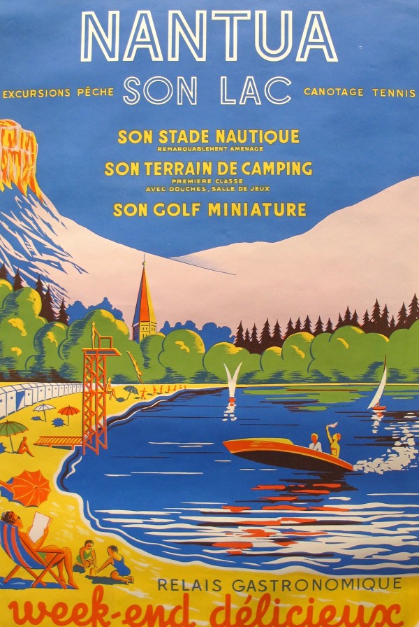 Vintage French Travel Poster for Nantua  Print